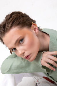Thumbnail for ELIXIR Ear Cuffs. Melting flows design, screw-back ear cuffs, no piercings needed. 18K gold vermeil, handmade, hypoallergenic, water-resistant