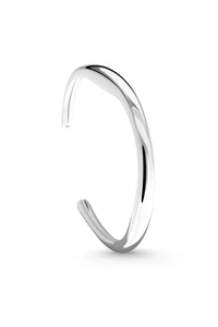 Thumbnail for ETHEREAL Cuff. Oval-shaped open-ended band cuff bracelet, silver, handmade, hypoallergenic, water-resistant