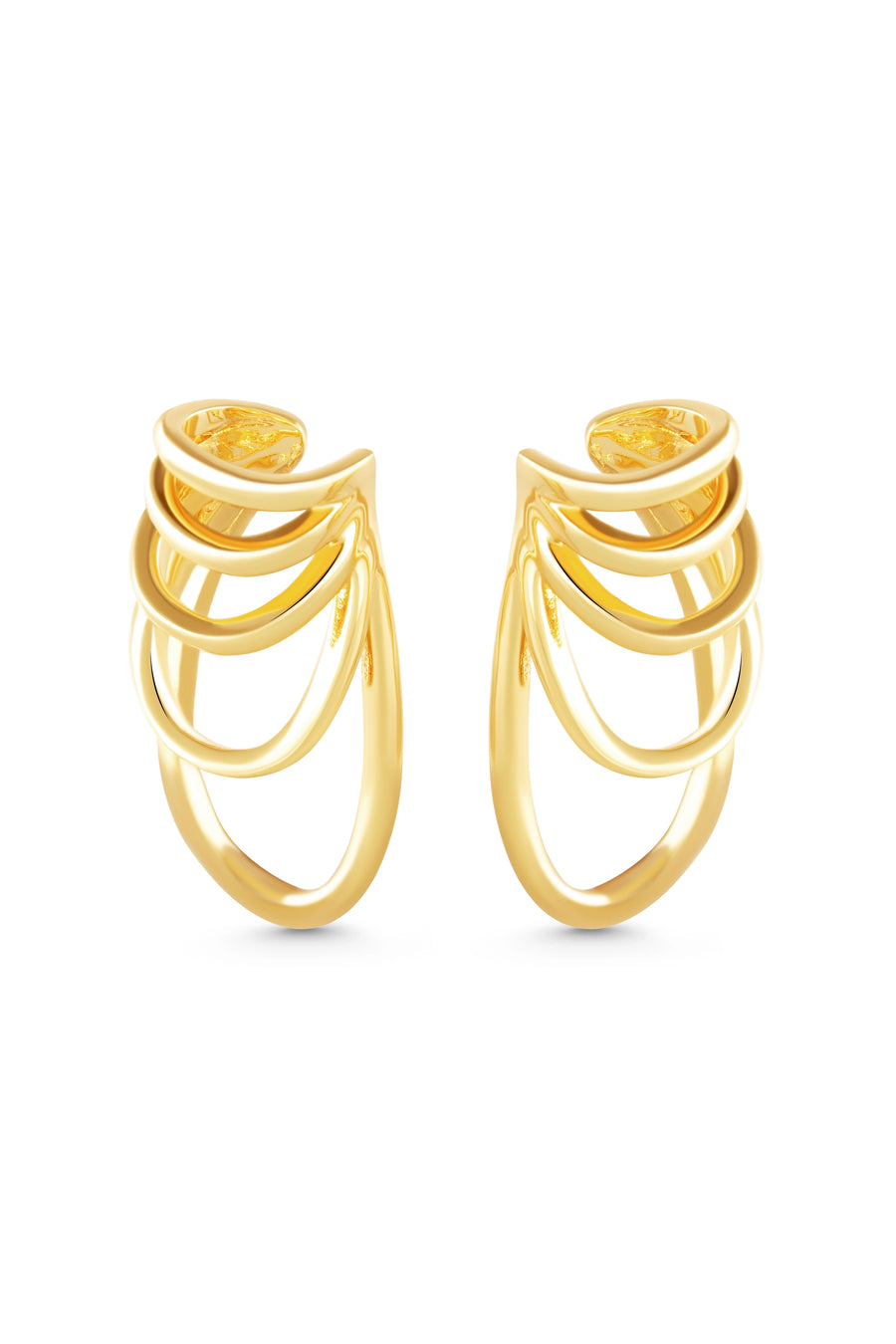 MYSTIC Ear Cuffs. Layers of lines design, ear sides hugger, no piercing needed, 18K gold vermeil, handmade, hypoallergenic, water-resistant
