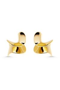 Thumbnail for SIERRA STUDS. Swirled icing-shaped stud earrings in high gloss finish, 18K gold vermeil, handmade, hypoallergenic, water-resistant