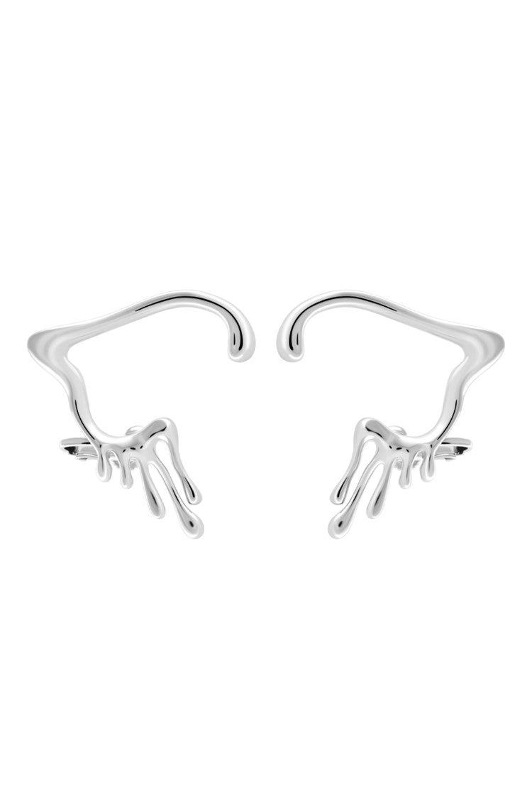 ELIXIR Ear Cuffs. Melting flows design, screw-back ear cuffs, no piercings needed. silver, handmade, hypoallergenic, water-resistant